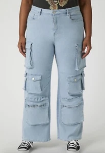 Forever 21 Cargo Light Blue Jeans 2X - Picture 1 of 10