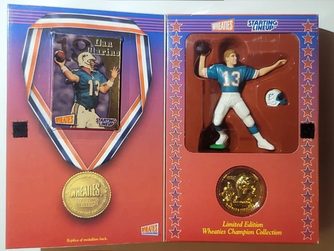 1999 Starting Lineup Dan Marino Figure Record Breaker Wheaties With Coin & Card Cover