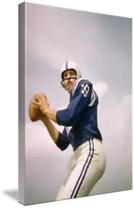 Art sur toile - Johnny Unitas prêt à lancer football vintage, 2 tailles - Imagekind - Photo 1 sur 15