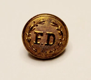  Fire Department Uniform Button A. M. Button Co.  Goldtone 7/8 Inch Leaf Crown - Picture 1 of 7