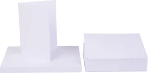 50 Tarjetas y Sobres Dobles DIN A6 Blanco Marfil Invitación Boda Festivo - Imagen 1 de 3