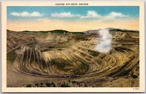 Pit-Ruth Nevada NV, Copper Mining, Open Mine Area, Smoke, Vintage Postcard - Picture 1 of 2