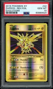 2016 Pokemon XY Evolutions Reverse Foil Holo Zapdos #42 Rare eBay 1/1 PSA 10 - Picture 1 of 22
