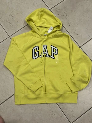 Sudadera con Capucha Gap Mujer Grande Cremallera Amarillo Neón Nueva Con Etiquetas Foto 1 de 2
