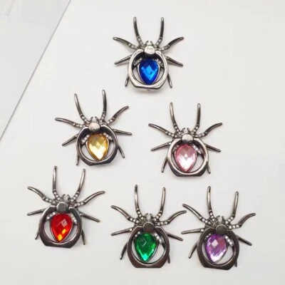 360 Rotating Cell Phone Crystal Finger Ring Stand Holder-Spider Red Green Purple - Image 1 of 4