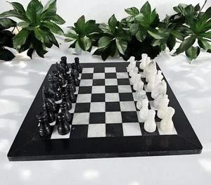 15" Marmor Schachspiel mit Aufbewahrung, handgefertigtes Schachspiel, Schach für Vatertagsgeschenk - Bild 1 von 10