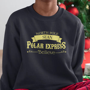 Personalised Polar Express Jumper - Name North Pole Christmas Sweatshirt Gift