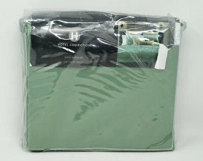 Юбка для кровати Hotel Collection Cabochan из геометрической хлопковой смеси 16 дюймов цвет KING Green - Изображение 1 из 4