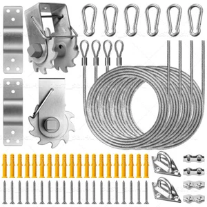 60PCS Sun Shade Sail Hardware Kit Winches Wire Rope Set Shade Sail Installation - Picture 1 of 15