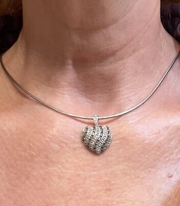 0,255 ctw Schokolade & weißer Diamant 14k WG Herz Anhänger, 4g (Halskette separat) - Bild 1 von 8