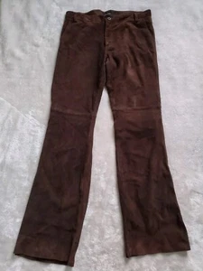 J Crew 100% Suede Leather Straight Leg Pants Brown 90s Boho Y2K Sz 8 - Picture 1 of 13
