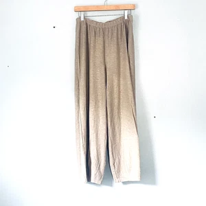 Cut Loose Pants Medium Tan Wide Leg Cotton Linen Lagenlook Minimalist Stretch - Picture 1 of 7