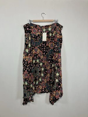 Monsoon Midi Skirt Size UK 22 Floral Hanky Hem Festival Holiday Bohemian Plus - Image 1 of 4