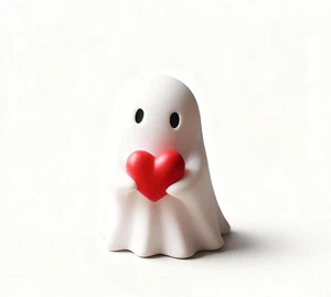 Heart Ghost Figurine - Whimsical Halloween Decor for Indoor Displays - Picture 1 of 17