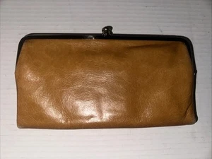 HOBO International Tan Lauren Wallet Leather Double Frame Clutch - Picture 1 of 16