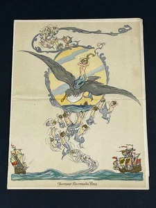 1932 Furness Line Monarch of Bermuda Dinner MENU Art Deco Mermaids Ship Art - Picture 1 of 7
