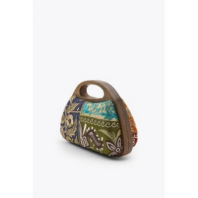 ZARA EMBROIDERED WOODEN BOX BAG - Image 1 of 4