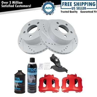 Комплект переднего тормоза и ротора подходит для Jeep Cherokee 1999-2006 Wrangler 1999-2001 годов выпуска - Изображение 1 из 4