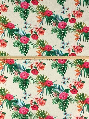 Jersey tejido flores tropicales estampado rayón pájaro presa por yarda Foto 1 de 3