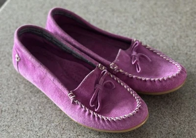 L.L. BEAN Mujer Talla 7.5 M 277307 Púrpura Sin Cordones Gamuza Mocasines Zapatos Foto 1 de 4