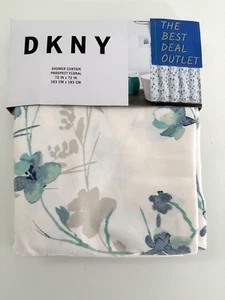 NEW DKNY White Blue Aqua Grey Fabric Shower Curtain 72 x 72" Prospect Floral - Picture 1 of 5