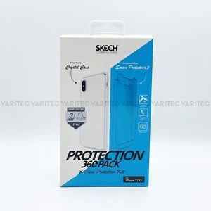Skech 2x Glass Screen Protectors + Clear Case Back Cover for Apple iPhone X / XS - Picture 1 of 2