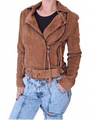 CHAQUETA MOTERA MUUBAA WARREN GAMUZA CON CINTURÓN | US 2 - XS Foto 1 de 4