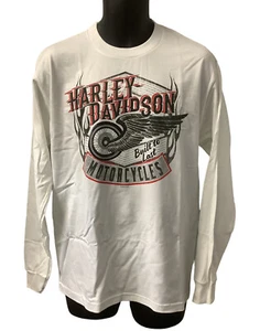 Harley Davidson Men's Rush Built To Last Long Sleeve T-Shirt White 3000850-WHIT - Picture 1 of 2