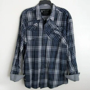 MARC ECKO Men's Size XL Blue Plaid Cut & Sew Shirt Long Sleeve Button Up - Picture 1 of 12