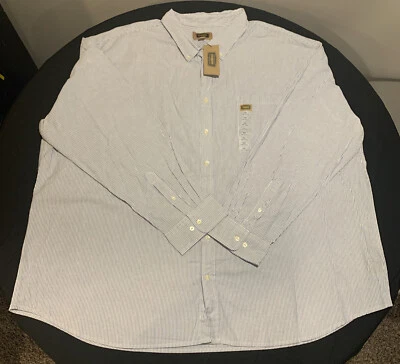 The Foundry Supply Co Mens Plaid Long Sleeve Button Down Blue Stripe 4XL. - Image 1 of 4