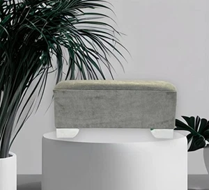 SILLA DE REPOSAPIÉS TELA NAPLE OTOMANA ASIENTO ACOLCHADO SUAVE (PLATA) - Imagen 1 de 4