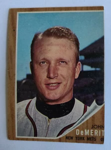 John DeMeritt 1962 Topps #4 - Picture 1 of 8