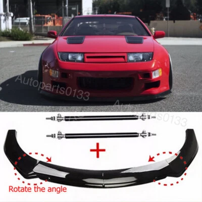 Gloss Front Bumper Lip Splitter Spoiler + 2x Strut Rods For Nissan 300ZX 370Z - Imagem 1 de 4