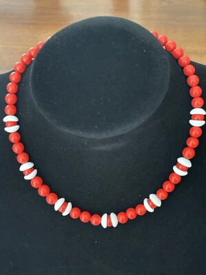 Collana Vintage Bianca E Rossa Donna - Immagine 1 di 4