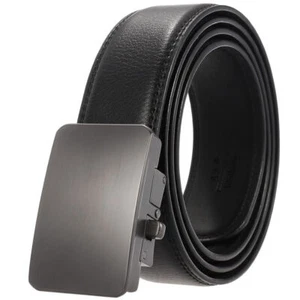HJones Fashion Men's Real Leather Belt Black Automatic Buckle Belt Ratchet Strap - Bild 1 von 4