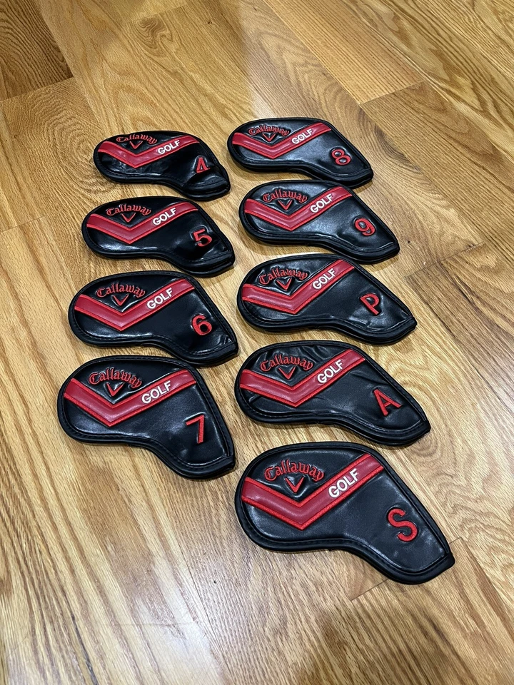 [MAGNETIC] Callaway Iron Head Cover 9 Pcs 4-P, A, S (Black & Red) - Image 1 of 1