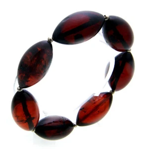 Pulsera ámbar auténtico del Mar Báltico marrón ovalado hermosas aceitunas calidad AC1 - Imagen 1 de 1