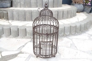 Grande Gabbia Per Uccelli In Metallo Nostalgica Decorativa 60 Cm X 28 Cm Marrone - Imagen 1 de 9