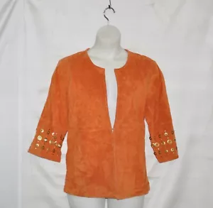Linea by Louis Dell'Olio Suede Jacket w/ Grommet Detail Size 1X Tangerine - Picture 1 of 2