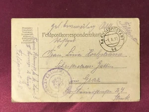 1915 Feldpostkarte-Stempel: KuK Feldpostamt 48-Landinfanterie-gel.n.GRAZ-PK-5 - Picture 1 of 2