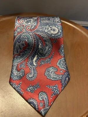 Vintage Jeffery Scott Mens Neck Tie Classic Red Blue Paisley Polyester USA - Image 1 of 4