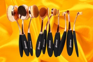 10 Pcs Makeup Brush Set Rose Gold Oval Shape , Blending ,Eyeshadow - Picture 1 of 6