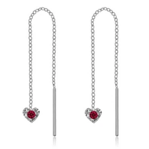 Pendientes pasadores diamantados corazón 4,0 mm rojo simili pendientes plata 925  - Imagen 1 de 2