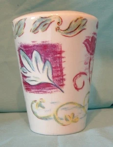 ZAHNPINSELHALTER Keramik Blumen und Blätter Aquarell/Buntstift Design - Bild 1 von 5