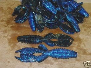 4" Yo Mama Negro Azul Escama Laminado Bajo Plásticos Criatura Cebo 50 ct. Bolsa Gusano - Imagen 1 de 1