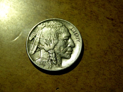 Nice Full Horn & Full Liberty AU 1917p Buffalo Nickel K1 - Image 1 of 2