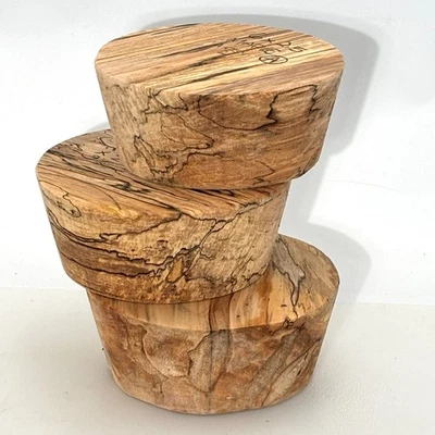 JUEGO DE 3 TAZONES DE ARCE DIVIDIDOS EN BLANCO, TORNO DE MADERA DE 6"X2,5" TORNEADO EN BLANCO Foto 1 de 4