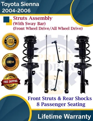 Nuevos puntales delanteros y amortiguadores traseros OE con barra estabilizadora para Toyota Sienna 2004-2006 2x2/4X4 Foto 1 de 4