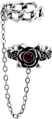 Anillo Doble Plata Rosa con Cadena Gótico Apilable Anillos Ajustables para...  Foto 1 de 4