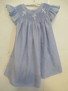 Vestido ajustado a mano a cuadros azul y blanco talla 12 m P77 para niñas de Southern Taters - Imagen 1 de 4